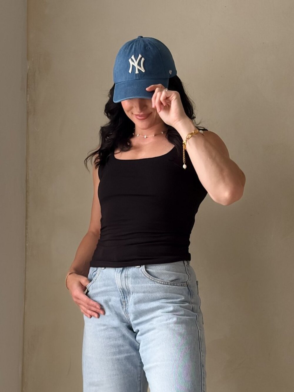 Women’s Black Double Layer Tank Top – Fitted Basic Essential